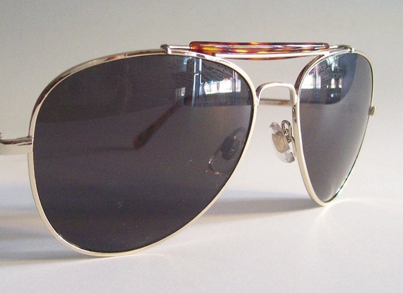 Old School Aviator Sunglasses by Foster Grant Gold Frames