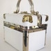 case vintage white ostrich leather with silver & brass hardware train case style purse modern urban fashion
