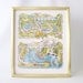 vintage picture wall hanging framed landscape illustration art print artwork modern town city scenery retro decorative home decor