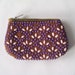 vintage coinpurse change purse beaded dots retro fashion style small purple mauve flowers zippered mid century modern