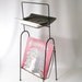 vintage mid century modern stand atomic retro metal record storage magazine ceramic ashtray home decor gray grey black