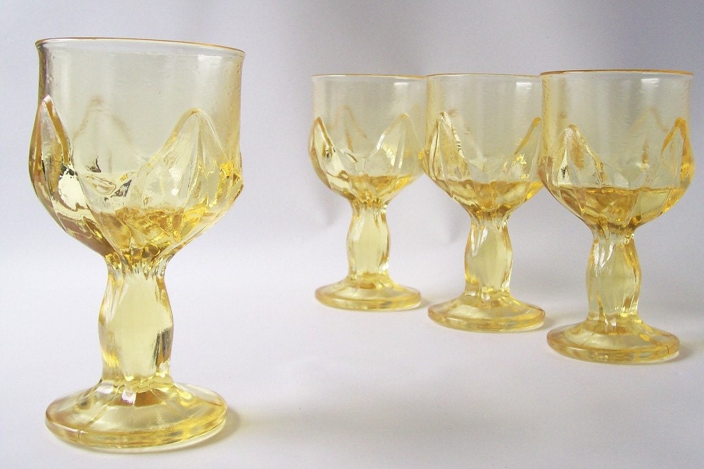 vintage yellow glass wine glasses franciscan crystal glassware