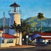 Santa Barbara Landscape Painting - Faux Lighthouse - 9x12 California oil painting by Sharon Schock