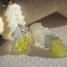 Stained Glass Mosaic White Grey and Yellow Feather Earrings