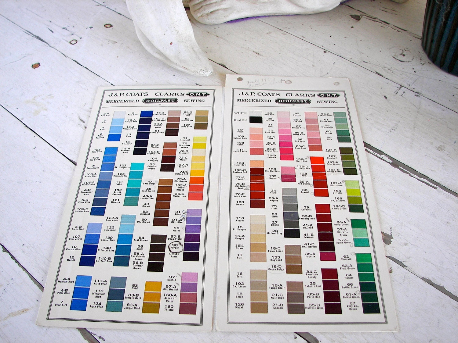 Vintage JP Coats and Clark's 1953 Thread Color Chart