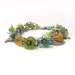 Flower Bracelet in Teal and Lime with Silver Leaves, Bouquet