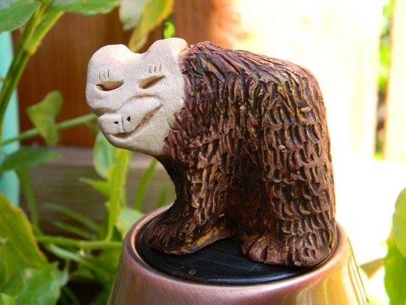 Items similar to Hand made clay abstract brown bear sculpture on Etsy