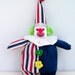 Patriotic Clown Ornament/Shelf Sitter Handmade from Fabric Scraps
