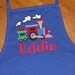 Blue Apron with Train Applique