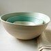 Gradient Nesting Bowl Set Aqua and Buff Stoneware