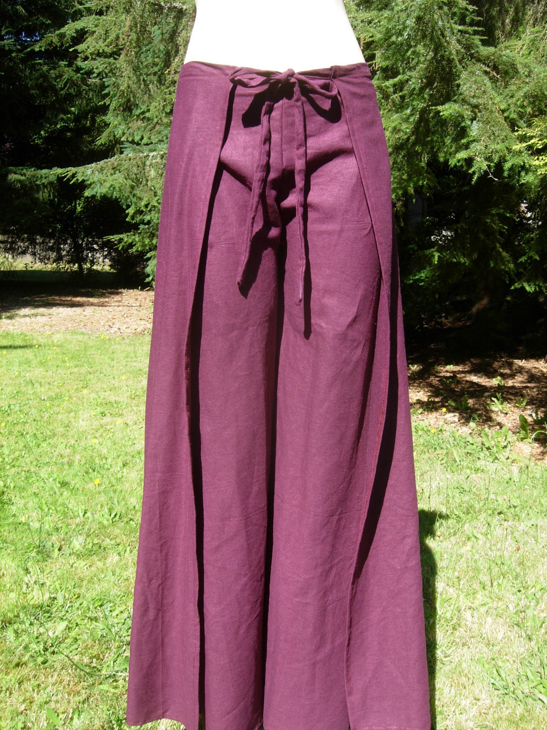 eggplant colored adjustable wrap around pants