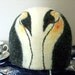 Felted Teacozy - Penguins in love - black and white