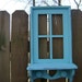 Window/Shelf, Small, w/Pegs, Upcycled, Beach House, Shabby CHic, Turquoise