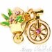 Sweet Country Bicycle with Flowers Enamel Charm with Rhinestones