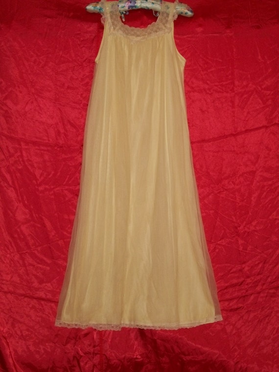 Vintage 50s Miss Elaine Long Nylon and Lace NightGown