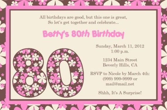 80Th Birthday Party Invitations Templates 10