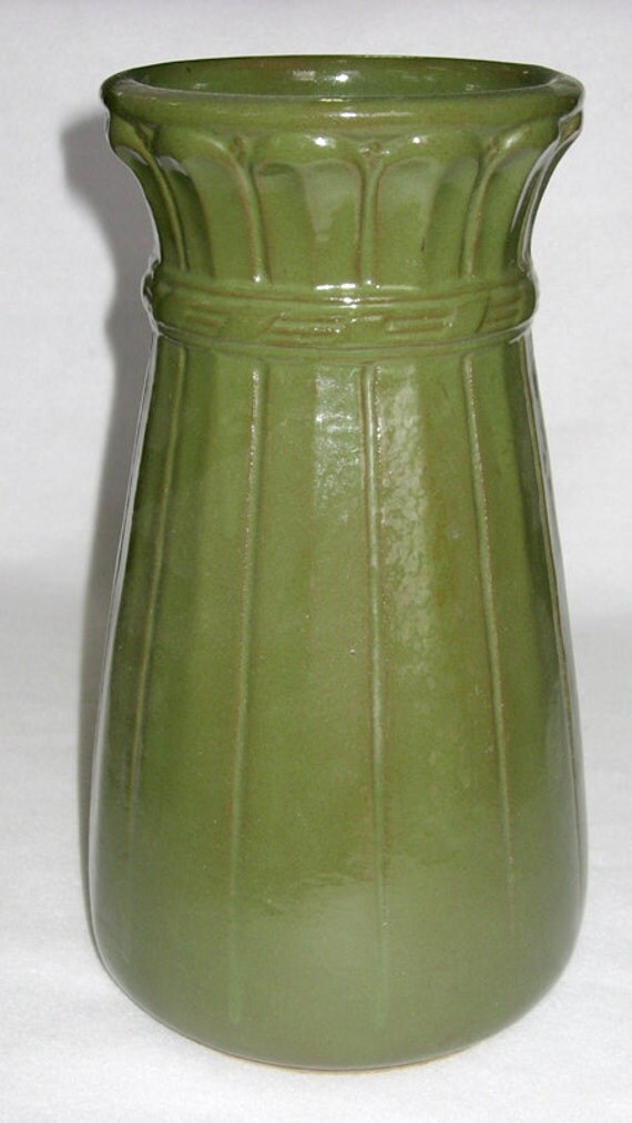 Vintage Western Stoneware Monmouth Pottery Green Arts & Crafts
