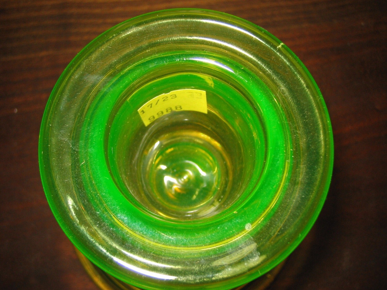 Vintage Vaseline Glass Pair Candlesticks