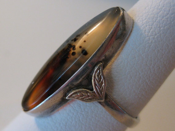 Vintage Sterling Moss Agate Ring