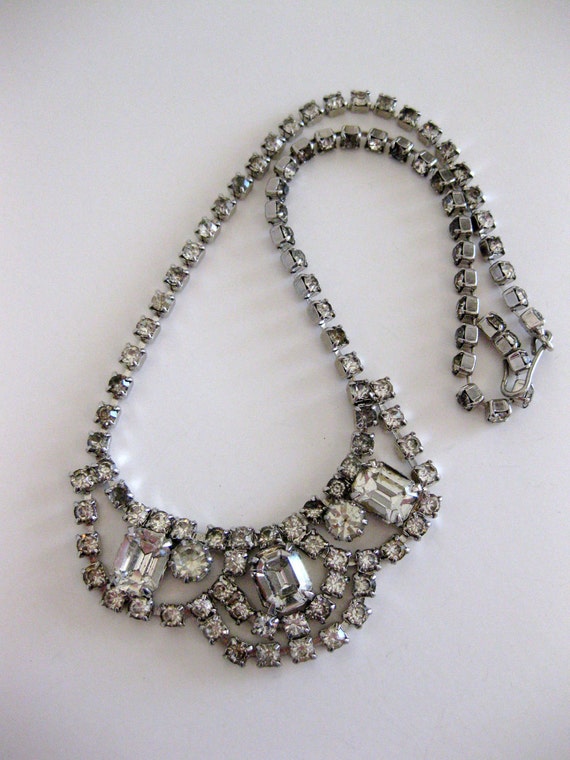 Vintage Clear Rhinestone Necklace by IvyCottage2U on Etsy