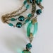 Vintage 1930's Art Deco Long Czech Glass & Ornate Brass Necklace