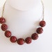 Vintage Carved Cinnabar Beaded Necklace on 12K Gold Fill Chain