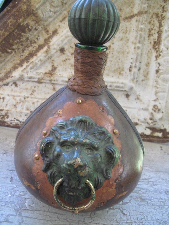 Antique Look Leather covered Italian Flask