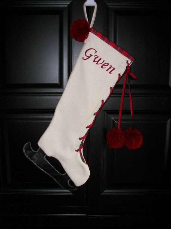 Ice Skate Christmas Stocking Custom Orders Only