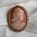 Antique Cameo French Hand Carved Shell 9kt Gold Plate Pendant Brooch