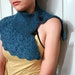 Crochet Navy Blue Victorian Capelet Shrug scalloped Wrap