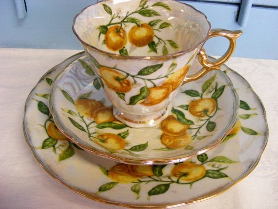 Lusterware Tea  Set ORANGE  May 