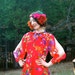 1970s Semi Sheer Red Floral Dress... Slit Sleeves... RUBIES & FLOWERS (s)