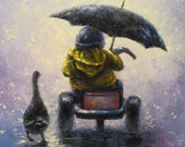 Rainy Ride Art Print little boy in rain kids wall art, kids decor, nursery decor, boy art, duck, rain, childrens wall art Rainy Ride Art Print little boy in rain kids wall art, kids decor, nursery decor, boy art, duck, rain, childrens wall art