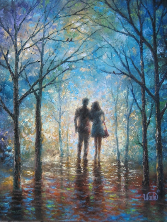 Lovers Original oil painting Vickie Wade young lovers in