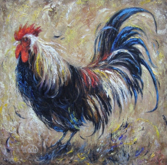 Rooster Oil Painting 20 X 20 rooster paintings kitchen art