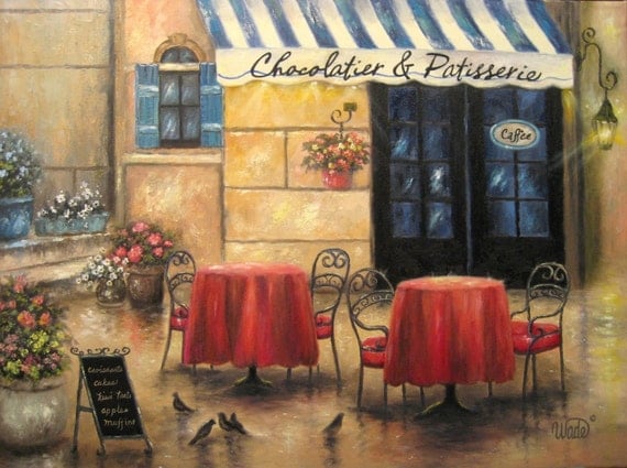 French Cafe Original 18 X 24 Oil Painting Vickie Wade art