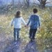 Wildflower Walk Original Oil Painting - Vickie Wade art, walk hand in hand, friendship, love, landscape