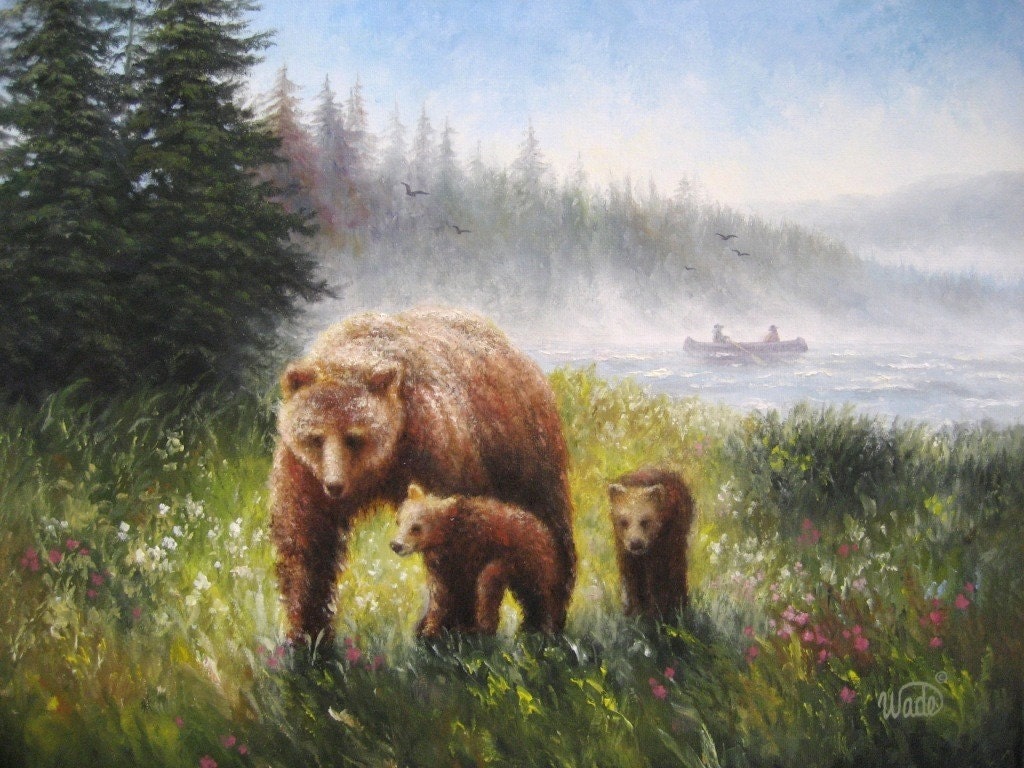 Bear Country Original Oil Painting Vickie Wade mother bear