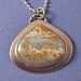Pastel fig shaped ocean jasper sterling silver pendant necklace
