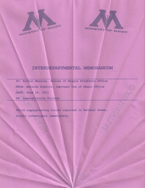 Ministry of Magic Interdepartmental Flying Memo Personalized