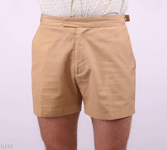 Vintage Mens Shorts Beige / Camel Safari Shorts / Small