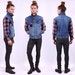Redesigned Vintage Denim Jacket / Plaid Flannel and Blue Denim / M