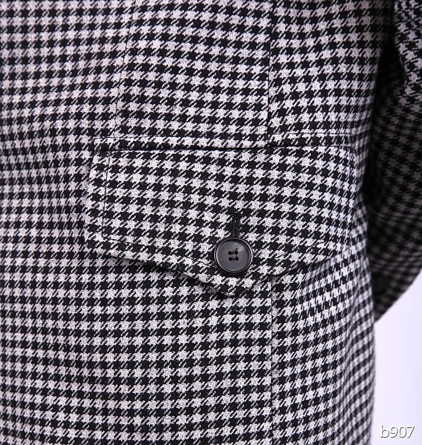 Mens Blazer . Houndstooth Blazer . 1960s Black and White Mens