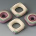 Southwest Squared Discs - (4) Handmade Lampwork Beads - Lavender, Teal - Etched, Matte