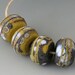 Rustic Sedona Pairs - (4) Handmade Lampwork Beads - Black, Green, Brown - Etched, Matte, Tumbled