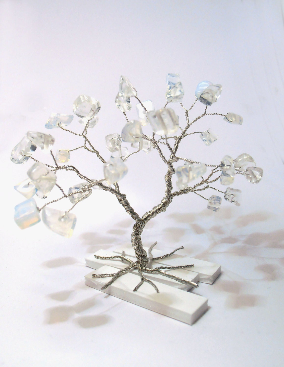 wire tree moonstone gemstone silver plated wire by WireMyTree