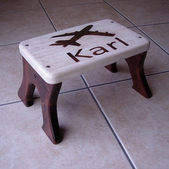 Items similar to Wood Step Stool Airplane Personalized Tip