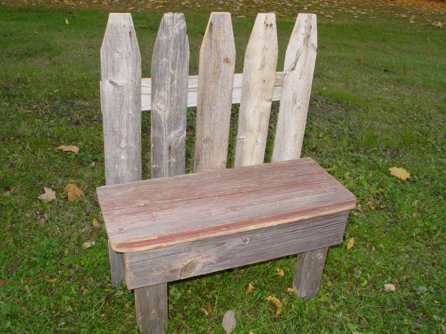 garden barn wood picket fence small bench by primitivearts on Etsy