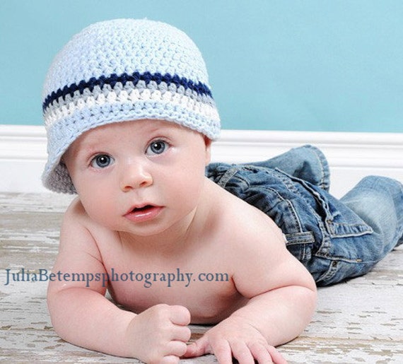 Items similar to 12 24 Month Baby Boy Hat Visor Cap baby blue, navy