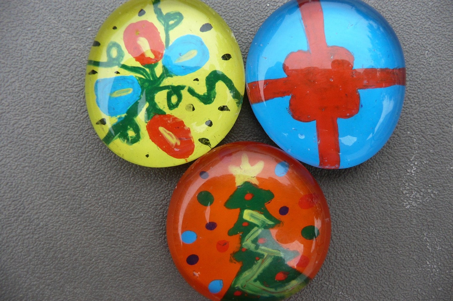 Handpainted Refrigerator Magnets 3- Piece Set